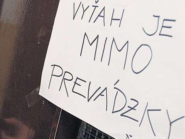 Výťah mimo prevádzky