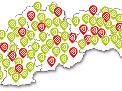 Prima banka - mapka pobočiek