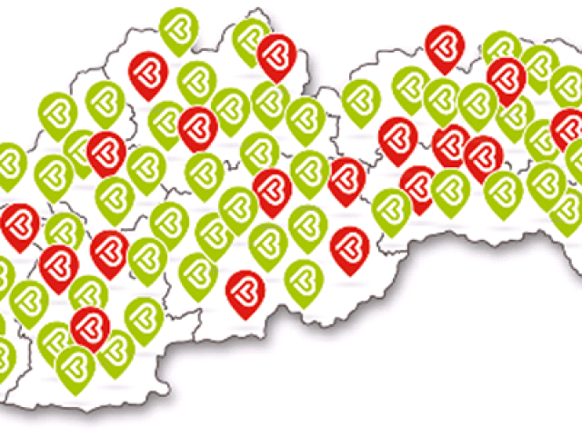 Prima banka - mapka pobočiek