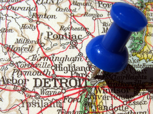 Detroit, USA, mesto, mapa