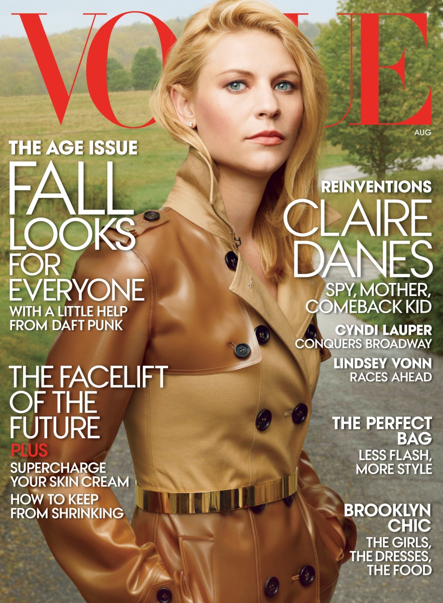 Herečka Claire Danes na obálke augustového vydania magazínu Vogue US.