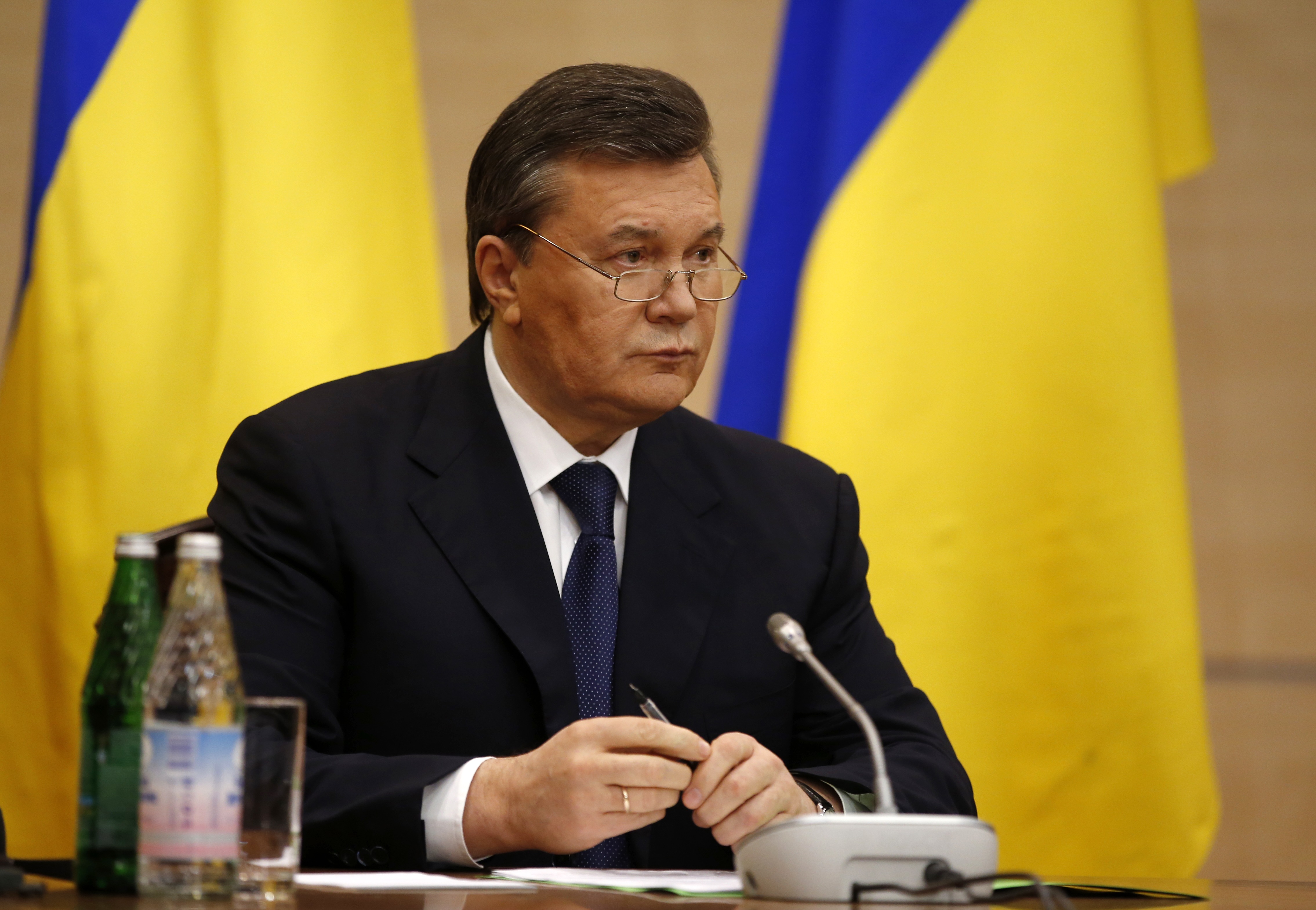 Zvyrhnutý ukrajinský prezident Viktor Janukovyč.