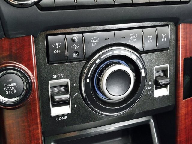 Na terénnom paneli nájdete ovládač jazdných režimov Multi Terrain Select, uzávierok diferenciálov, terénneho tempomatu Crawl Control,  redukčnej prevodovky, ale aj nastavenia tuhosti pruženia či svetlej výšky vozidla.