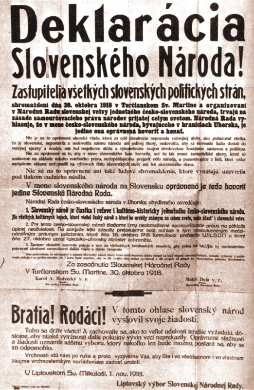 Leták s deklaráciou a komentárom miestneho výboru SNR v Liptovskom Mikuláši.