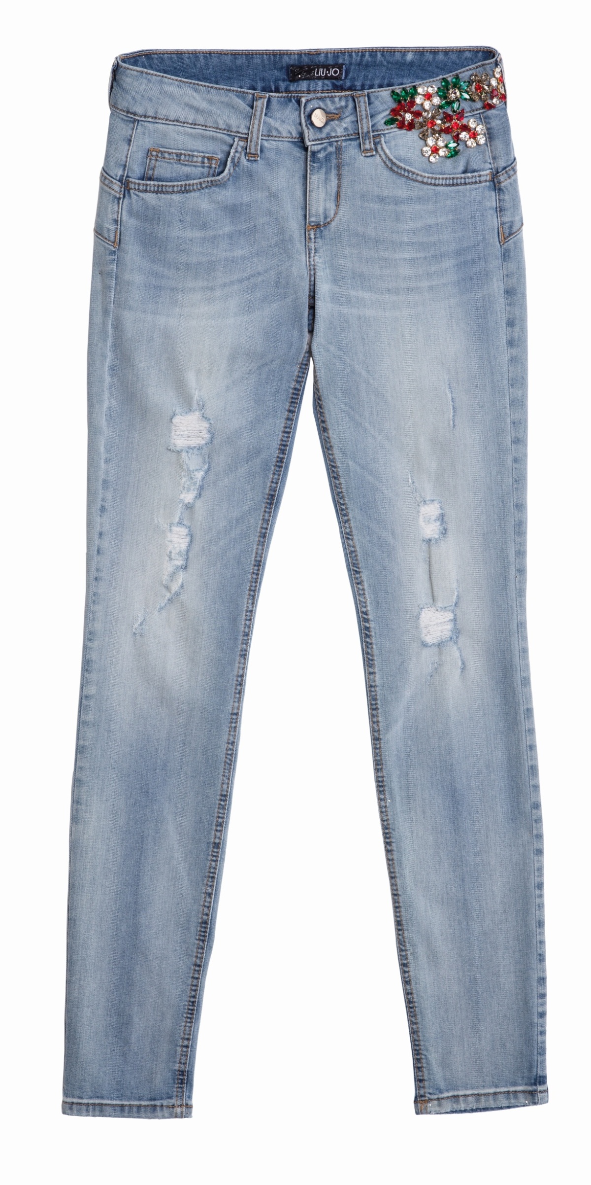 denim - zdobený denim - koráliky - krištály