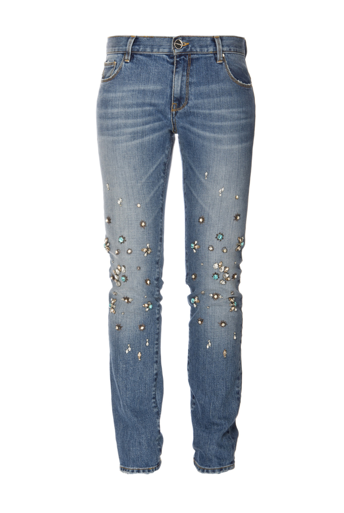denim - zdobený denim - koráliky - krištály