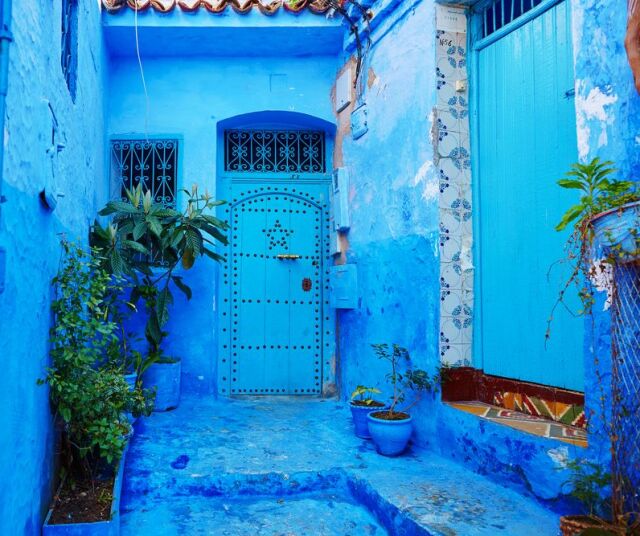 Chefchaouen, Maroko, modré mesto, modré steny