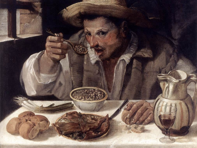 Muž, ktorý je fazuľu. Annibale Carracci.