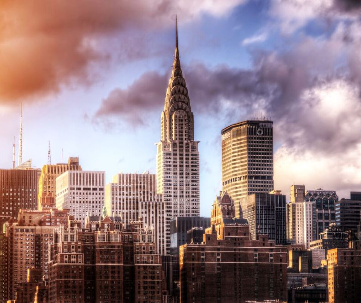 New York, Manhattan, Chrysler building, panoráma, mesto, mrakodrapy