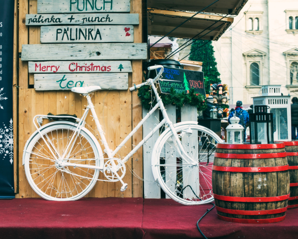 Budapešť, Maďarsko, bicykel, vianoce, vianočné trhy,