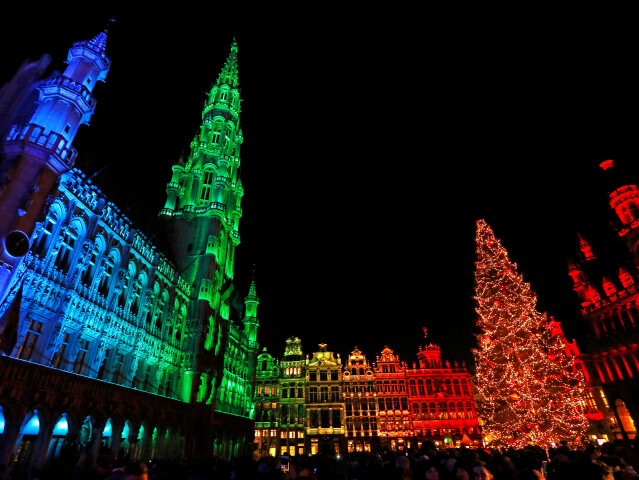 Brusel, Vianoce, osvetlenie, advent, vianočné trhy