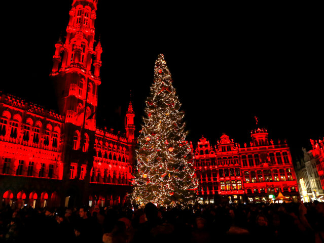 Brusel, Belgicko, Vianoce, stromček, advent
