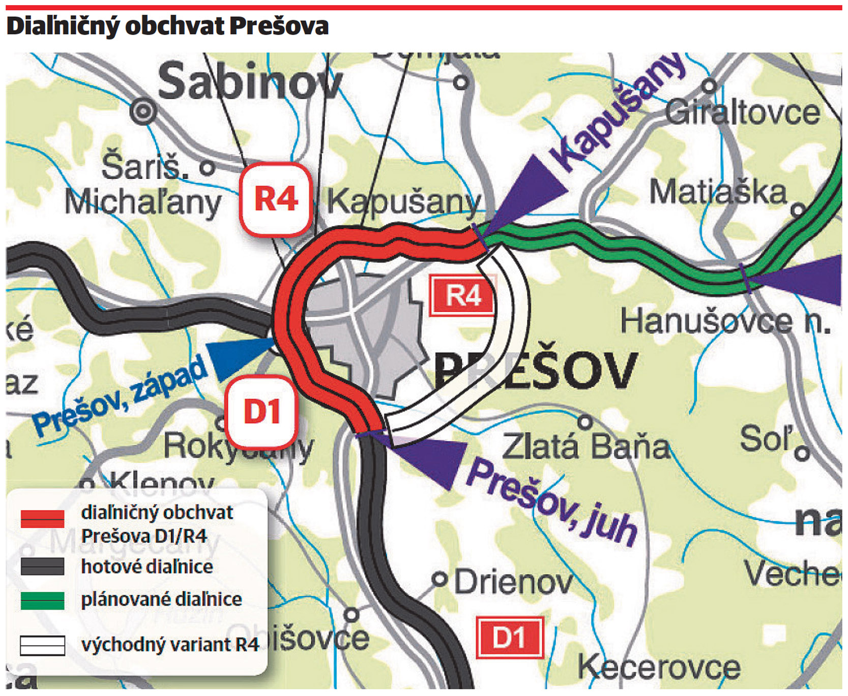 obchvat Prešova, graf, diaľnice