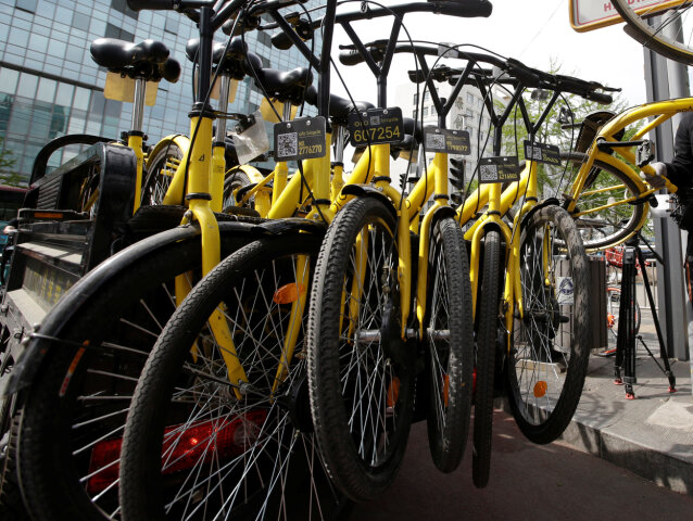 bicykle, čínska požičovňa bicyklov,