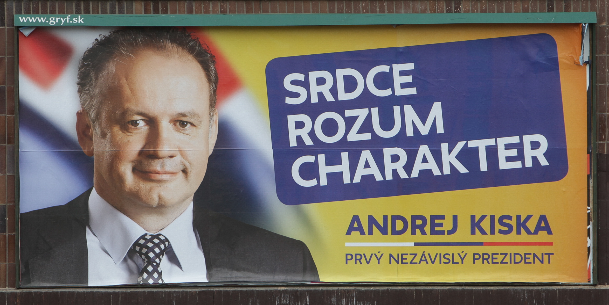 Bilbord, ktorým sa Kiska prezentoval v prezidentskej predvolebnej kampani v roku 2014.
