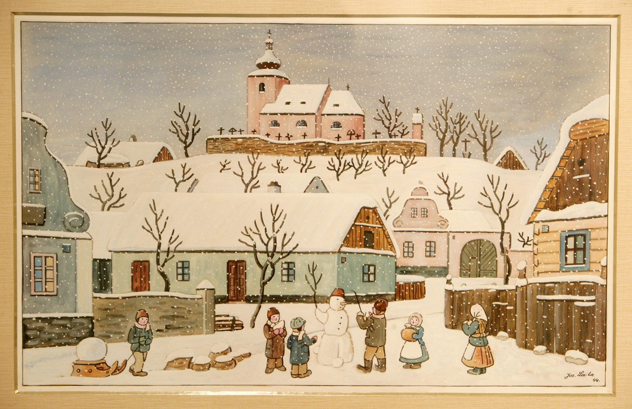 Josef Lada: Stavanie snehuliaka.