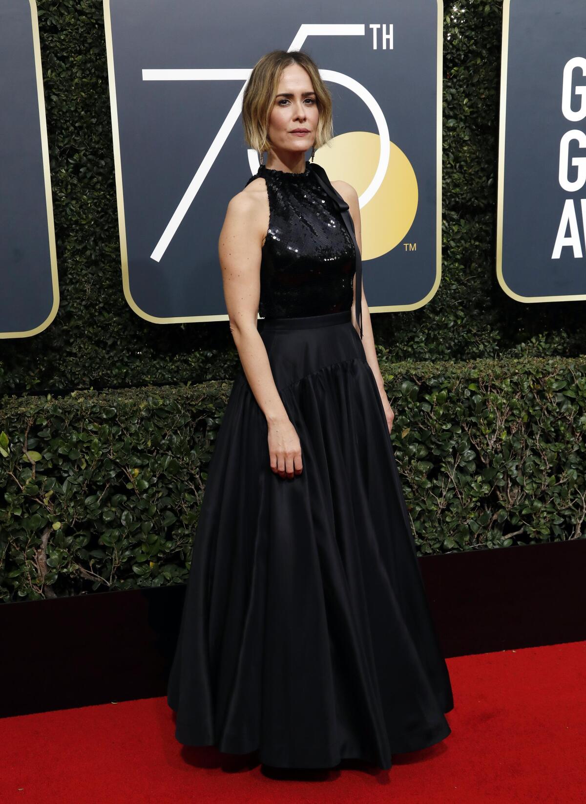 Herečka Sarah Paulson v šatách Calvin Klein by Appointment.