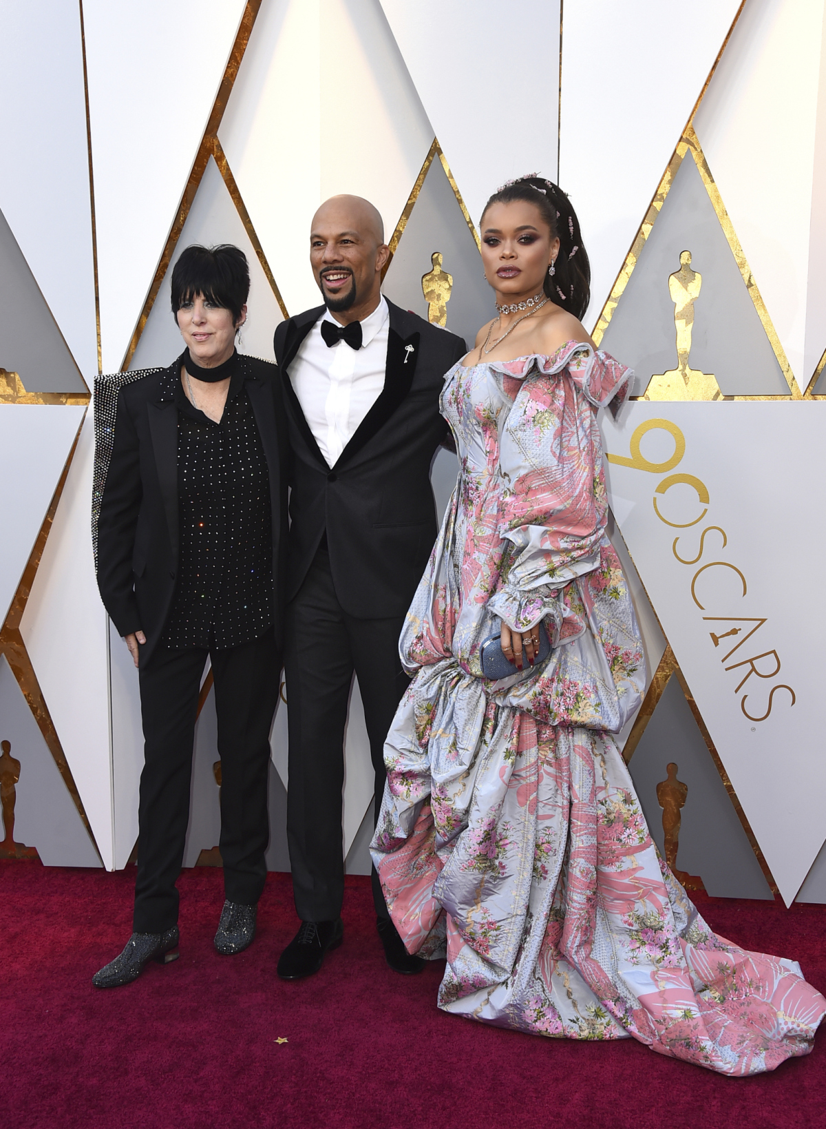 Diane Warren (vľavo), raper a herec Common a speváčka Andra Day
