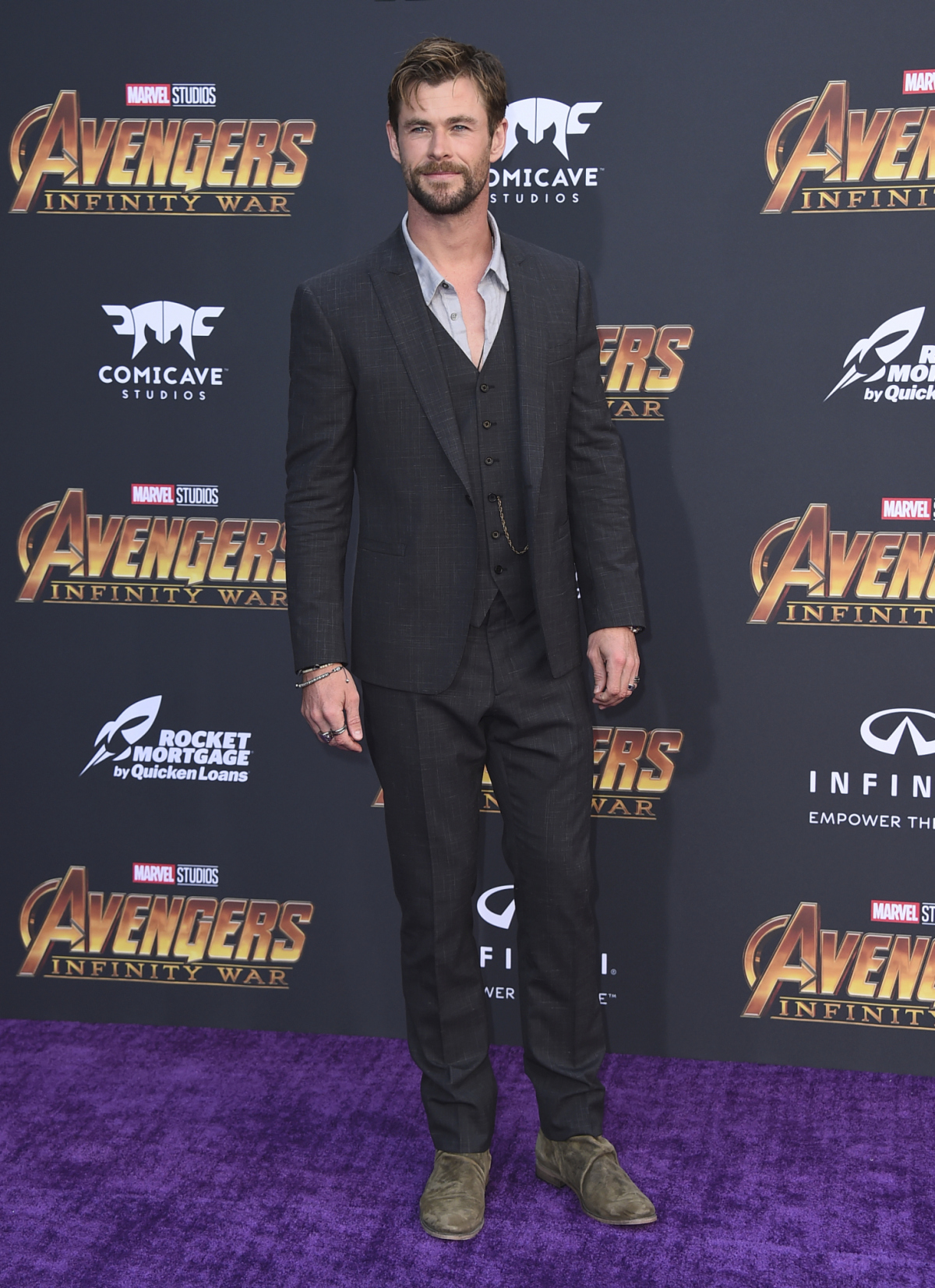 Herec Chris Hemsworth (predstaviteľ Thora) na premiére Avengers: Nekonečná vojna. 