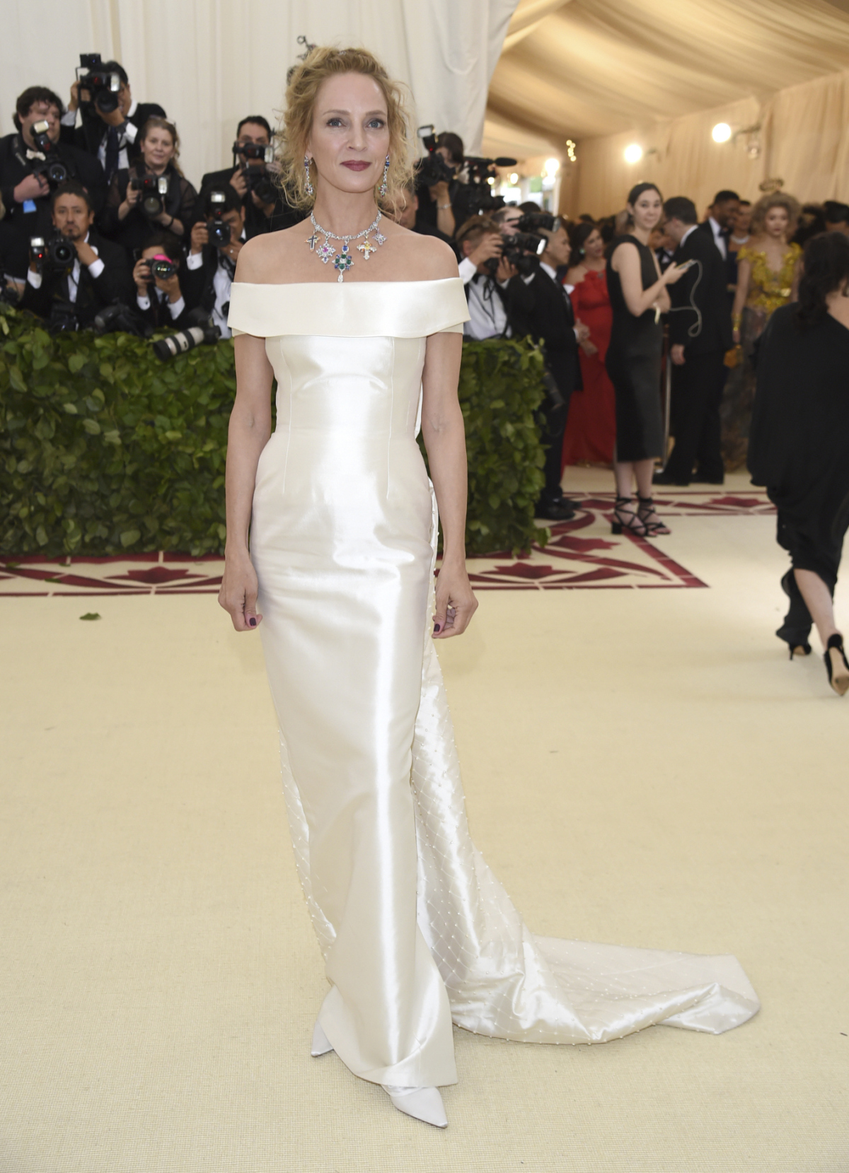 Herečka Uma Thurman prišla v šatách Gabriela Hearst.