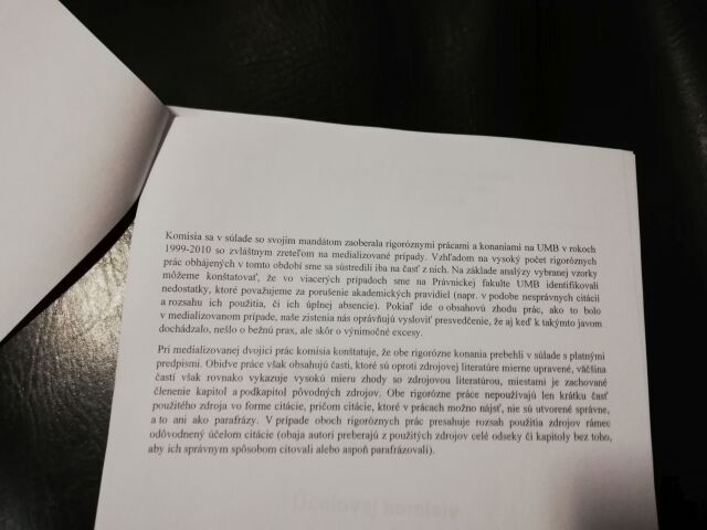 Správa Účelovej komisie AS UMB na preskúmanie podozrení na plagiátorstvo rigoróznych prác na univerzite.
