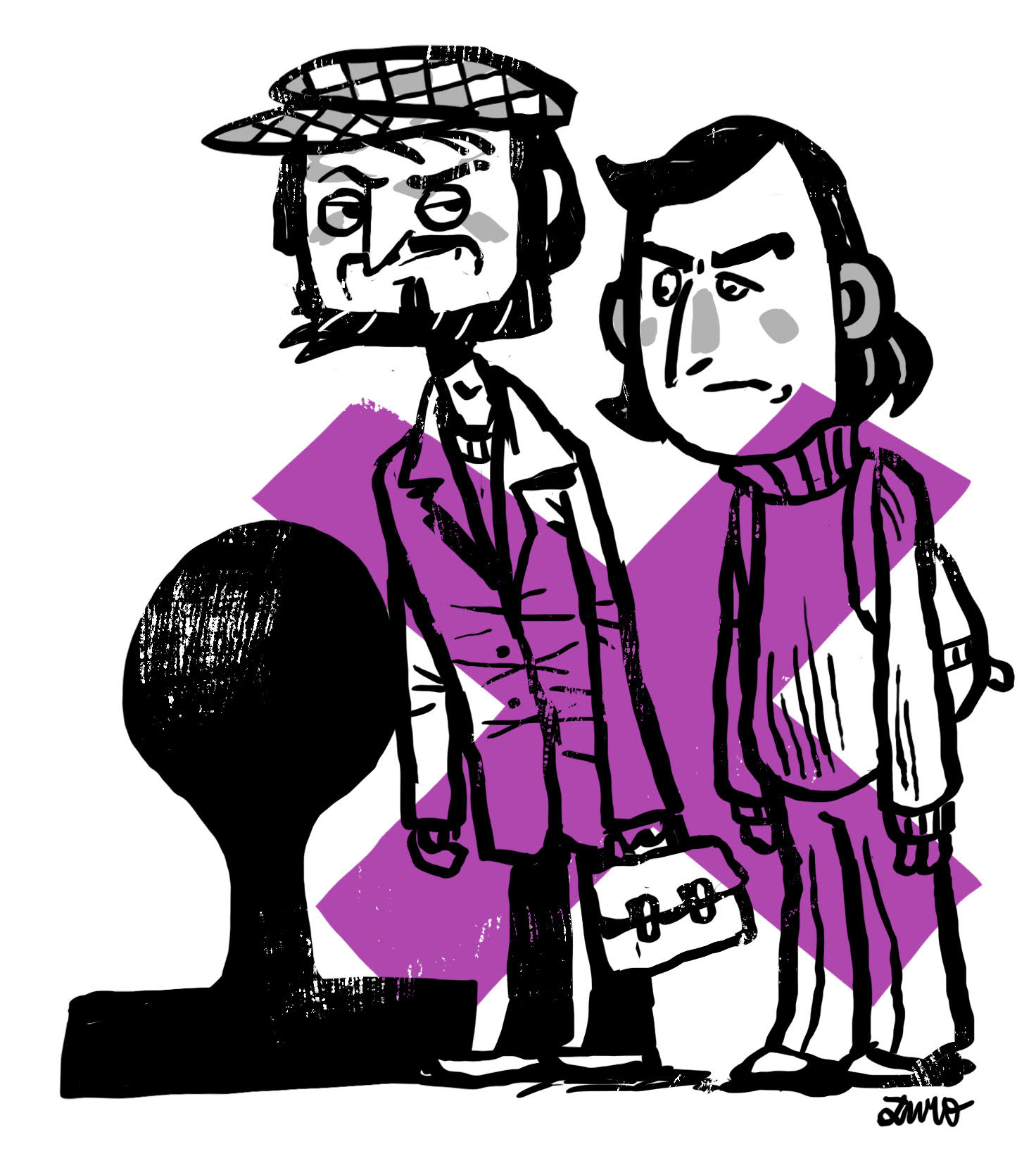 Ilustrácia z pripravovaného komiksu o Milanovi Lasicovi a Júliusovi Satinskom.