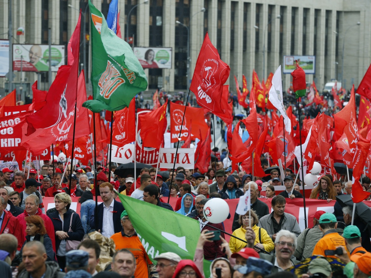 Rusko Protest komunisti vlajky