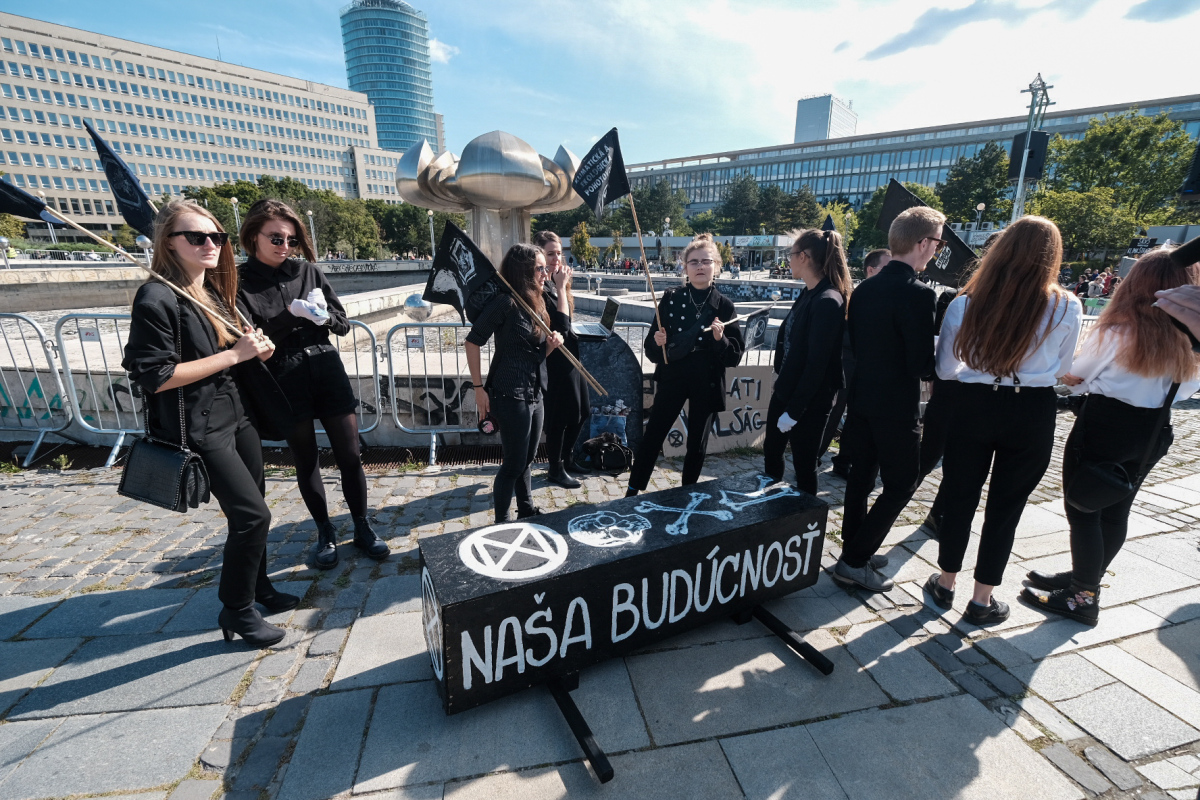 Klimatický štrajk Bratislava Námestie slobody