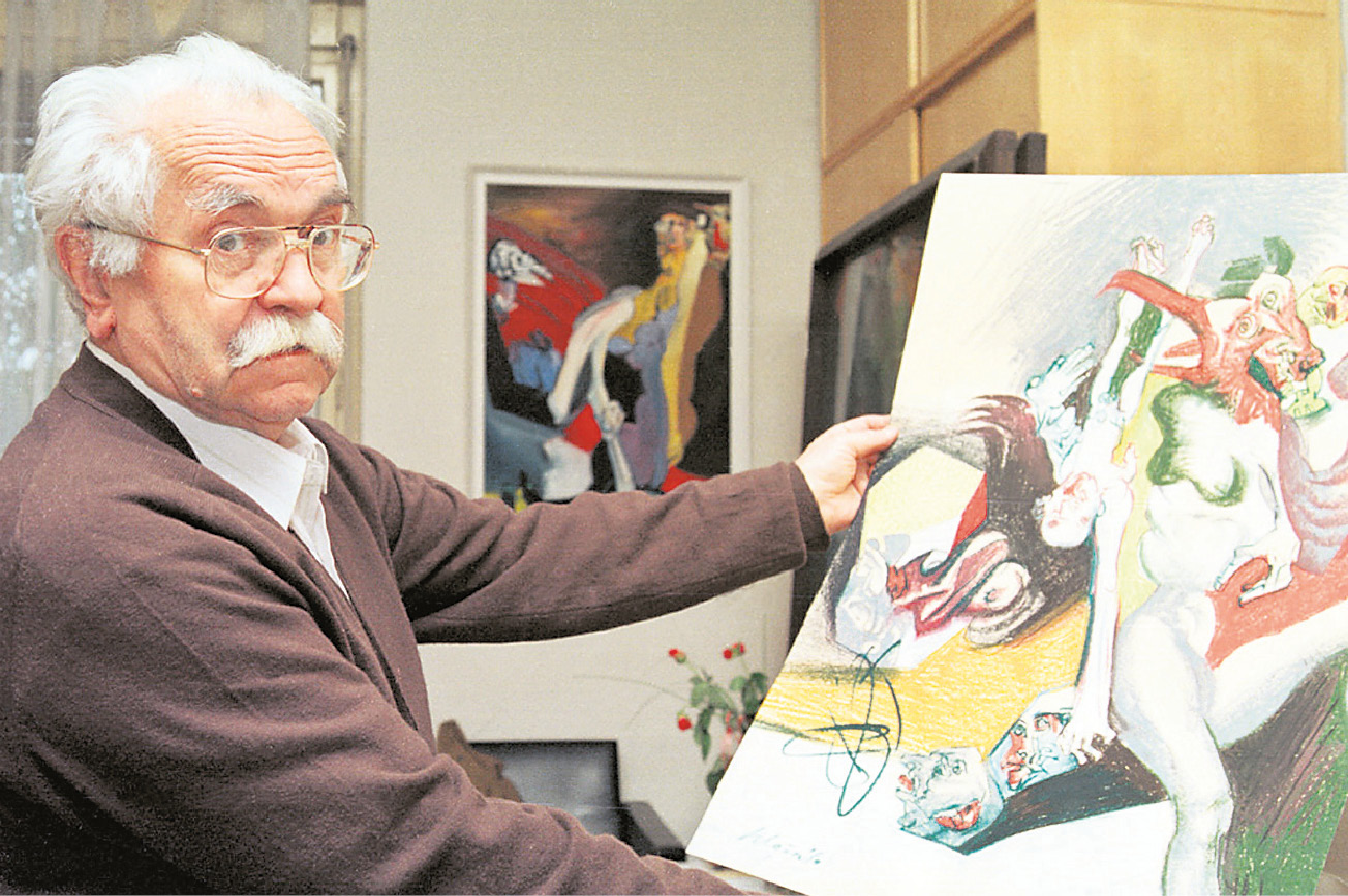 Vincent Hložník, zakladateľ modernej slovenskej grafiky, maliar európskeho rozmeru, ilustrátor, pedagóg, sochár a organizátor kultúrneho života na Slovensku, vo svojom ateliéri v roku 1994.