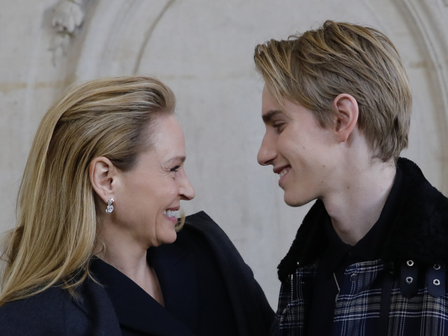Herečka Uma Thurman a jej syn Levon Thurman-Hawke.