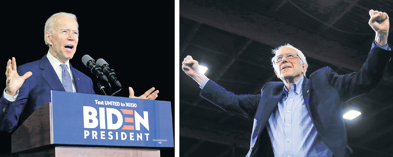 Bývalý viceprezident Joe Biden (vľavo) a vermontský senátor Bernie Sanders sú favoritmi na zisk demokratickej prezidentskej nominácie.
