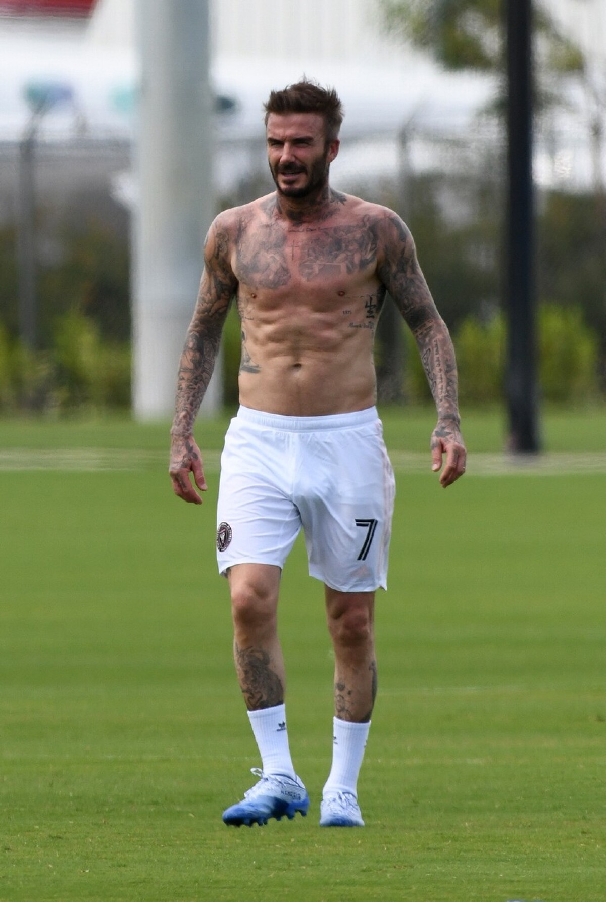 Futbalista David Beckham sa predvádza v priestoroch štadióna MLS v Miami. 