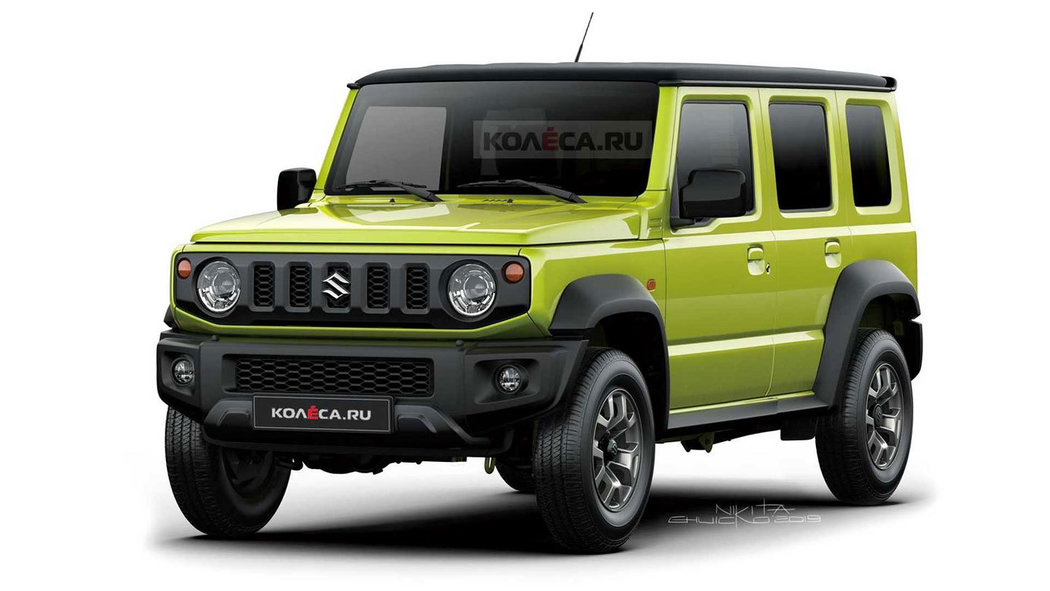 Predstavu o dizajne 5-dverového Jimny si môžeme urobiť vďaka ruskému webu kolesa.ru, ktorý priniesol počítačovú ilustráciu novinky, vychádzajúcu z oficiálnej snímky klasického Jimny.