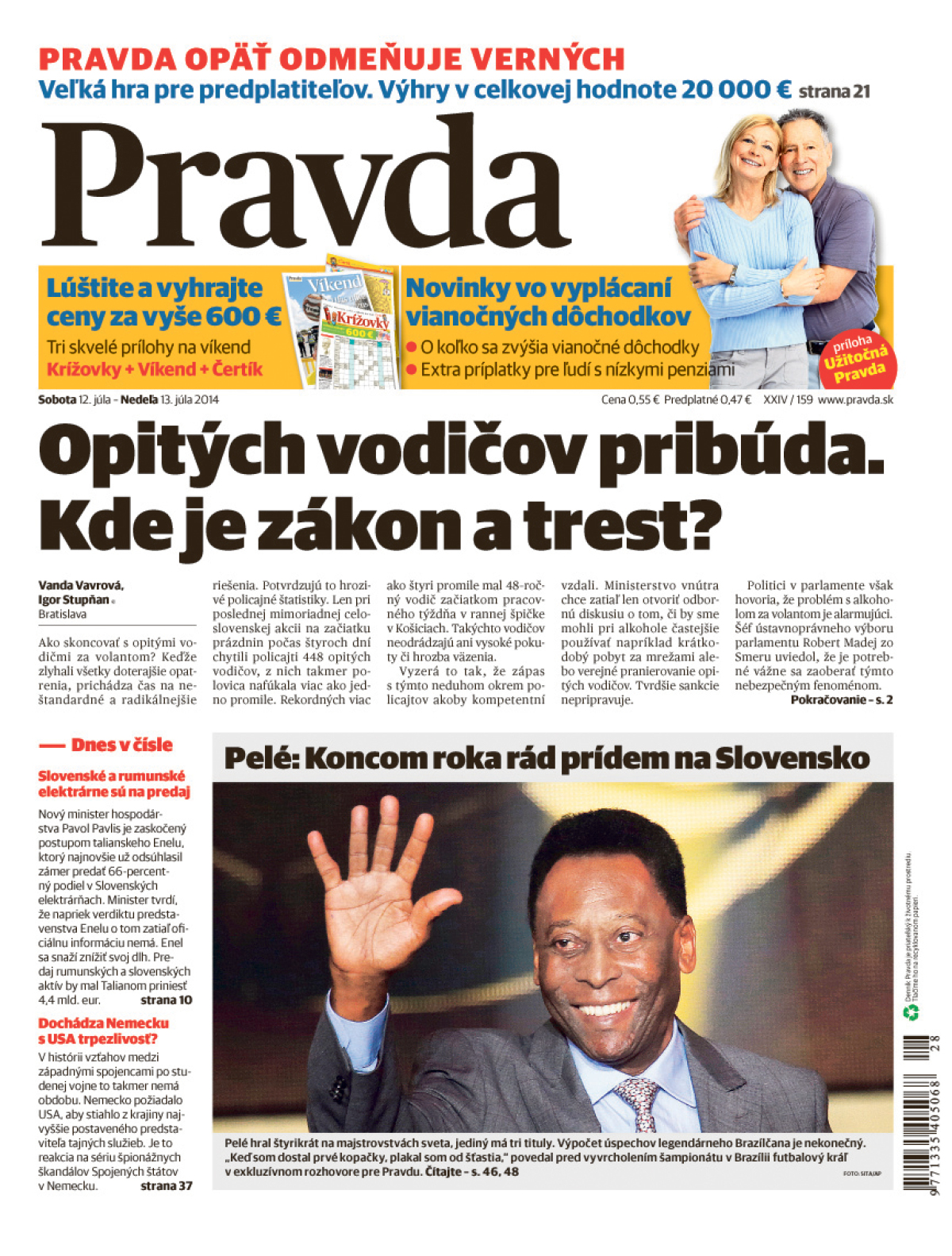 Pravda, titulná strana, titulka 12. júl 2014