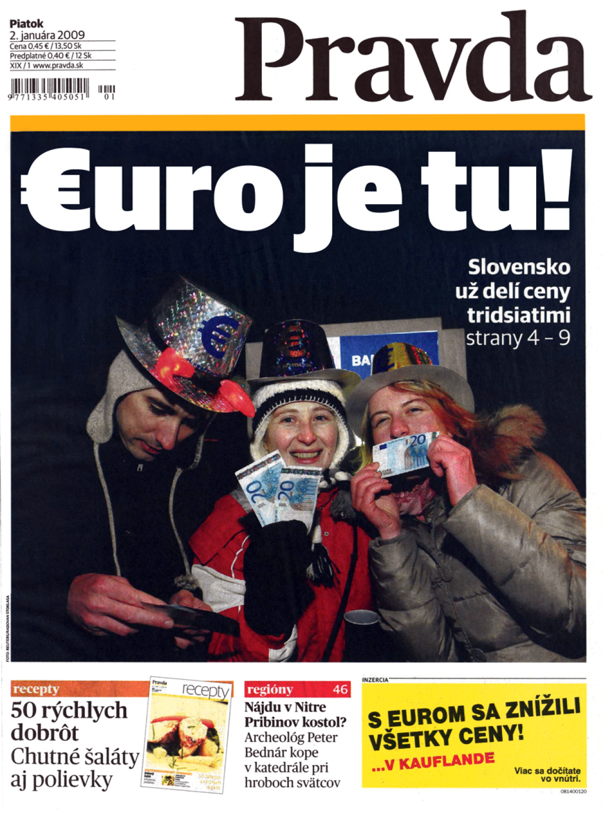 Pravda, titulná strana, titulka 2. január 2009