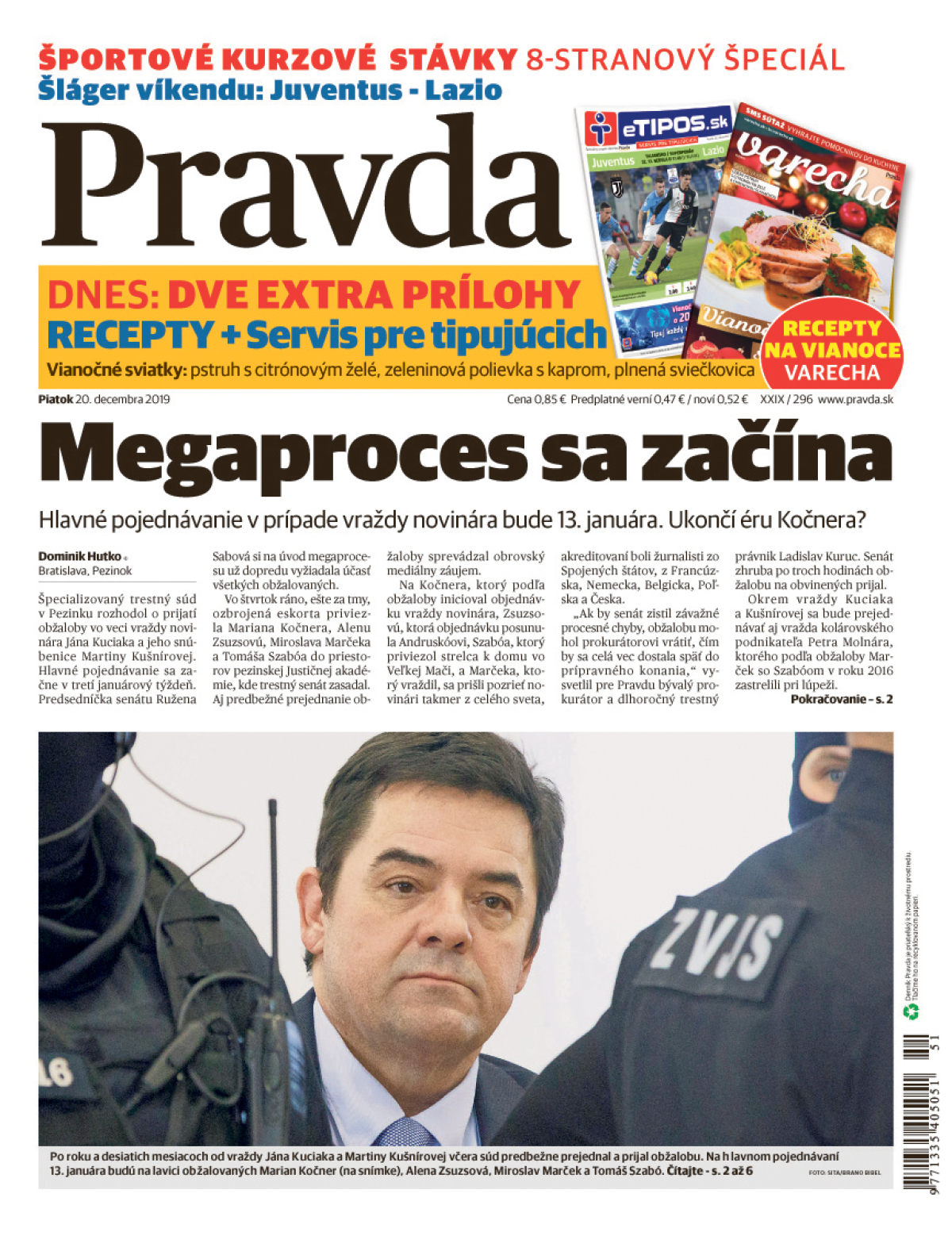 Pravda, titulná strana, titulka 20. december 2019