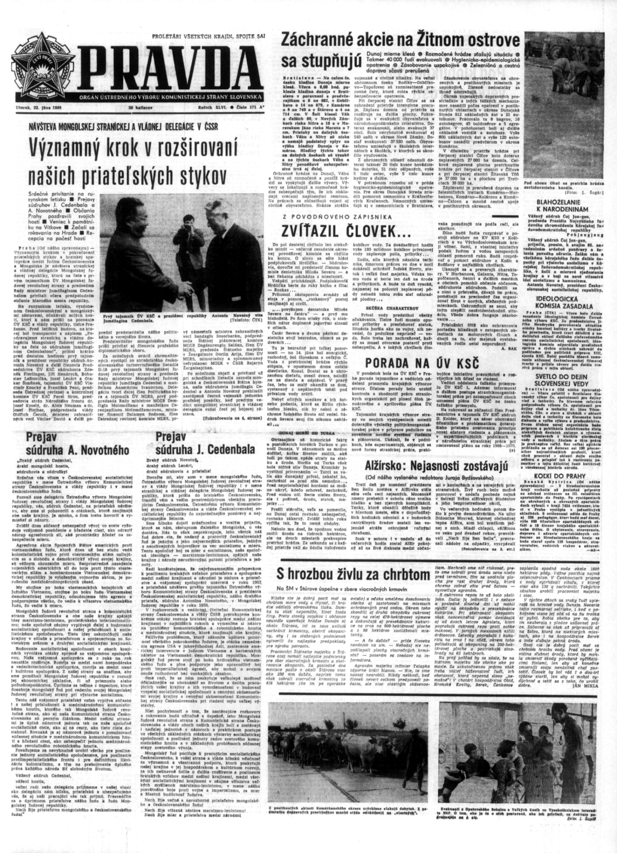 Pravda, titulná strana, titulka 22. jún 1965
