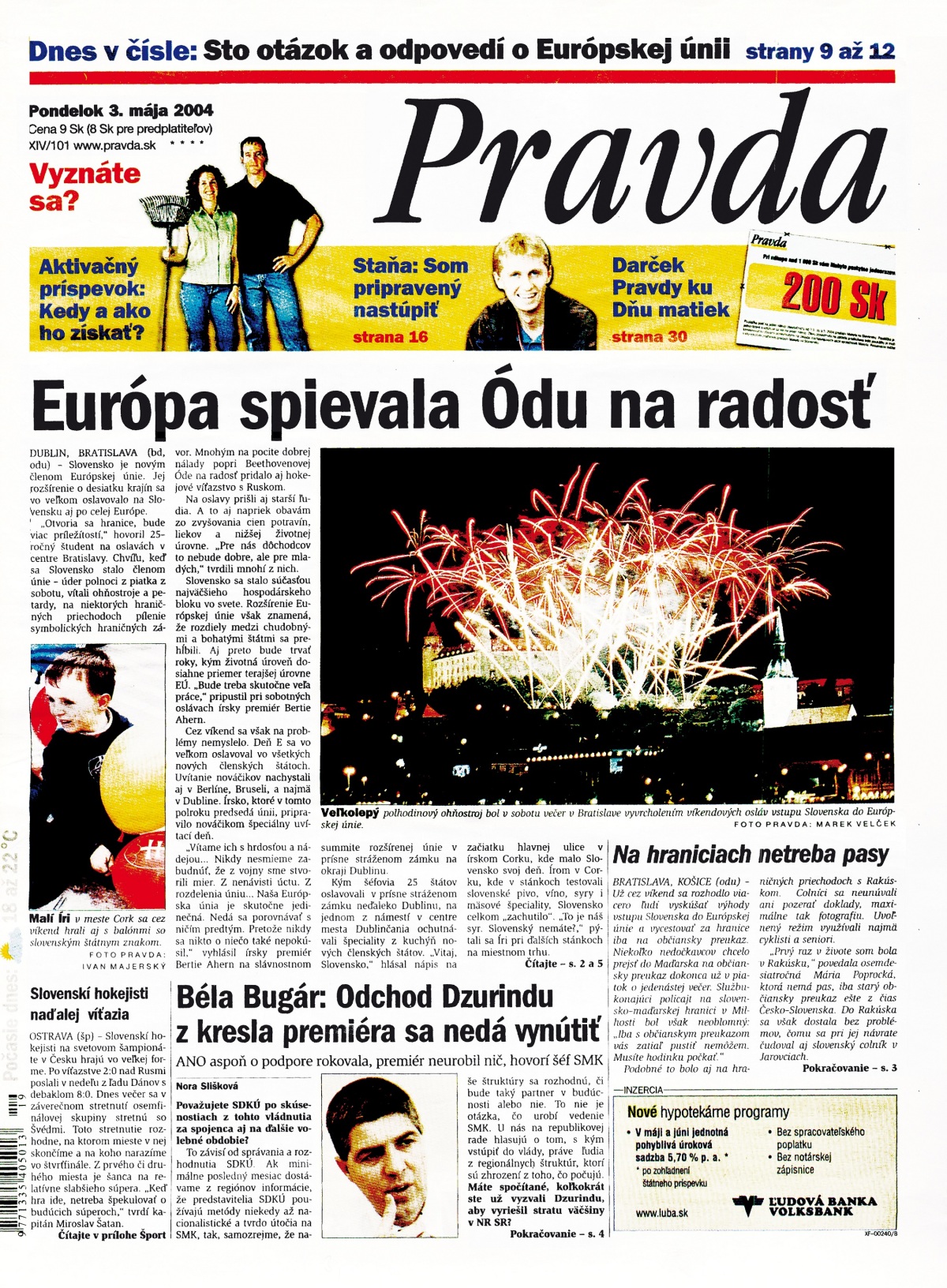 Pravda, titulná strana, titulka 3. máj 2004