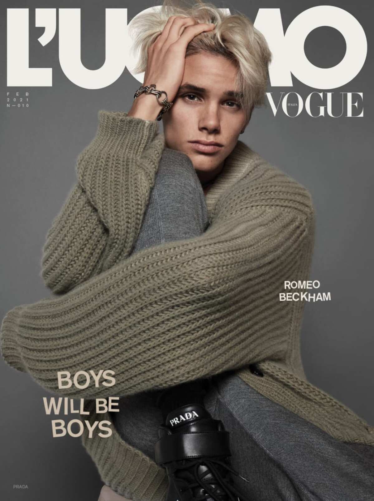 6.Rome Beckham na titulnej strane magazínu L´Uome Vogue.