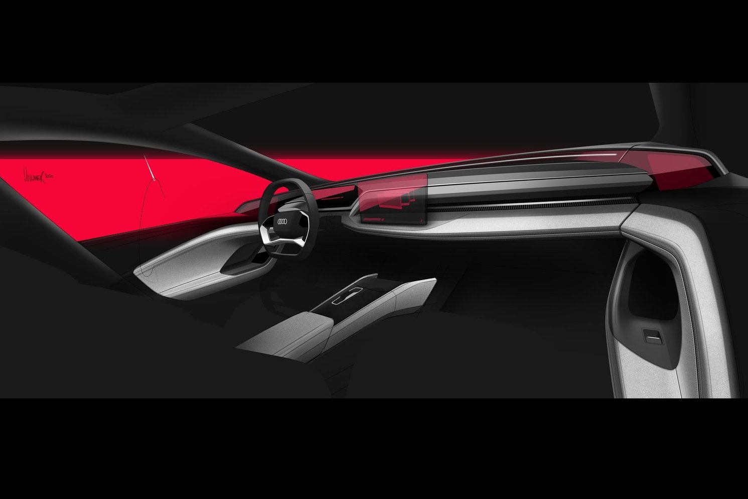 Do interiéru nás Audi pustilo zatiaľ len jedinou skicou. Bude priestranný, minimalistický a digitálny.