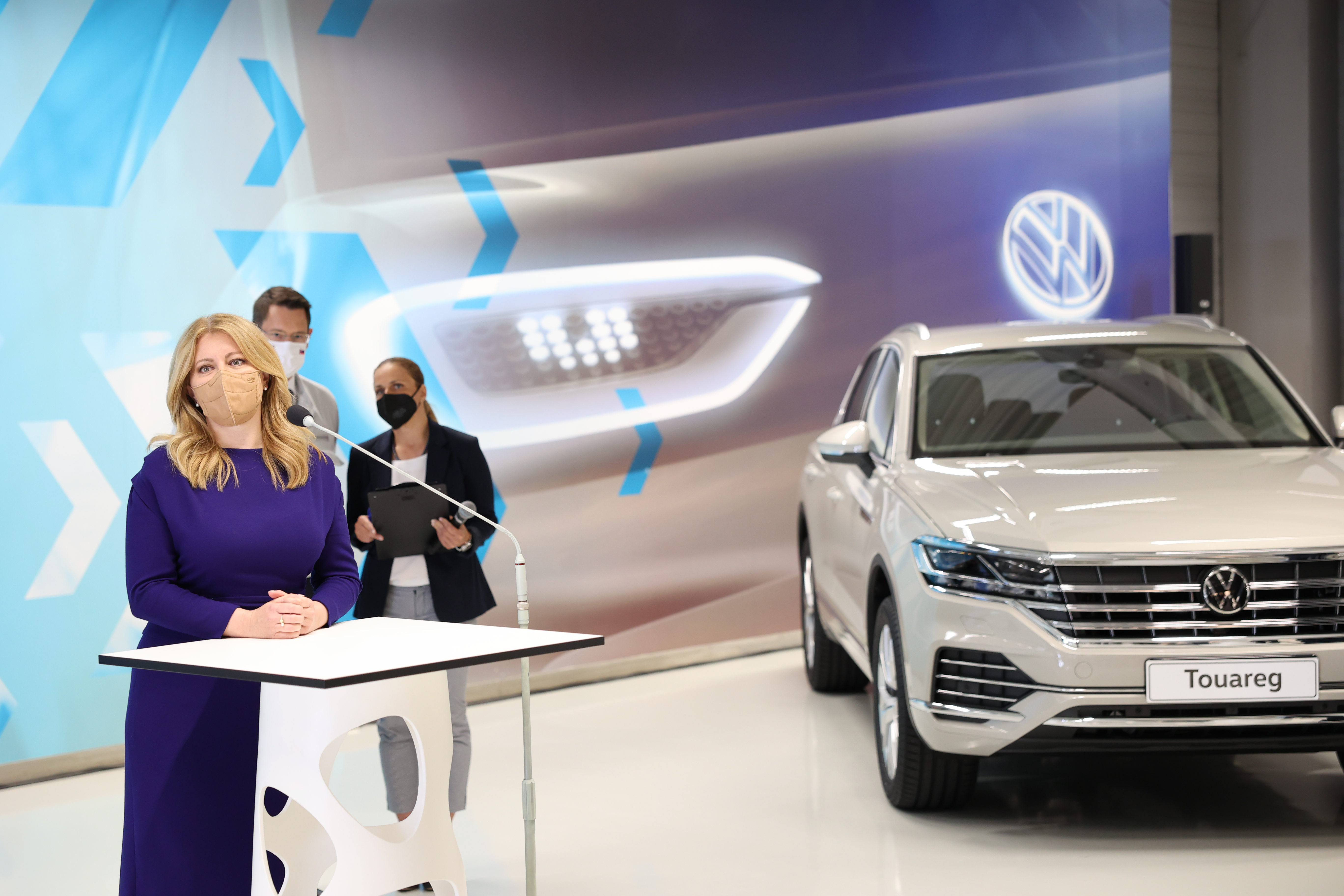 Prezidentka Zuzana Čaputová počas návštevy závodu spoločnosti Volkswagen, 31. mája 2021.