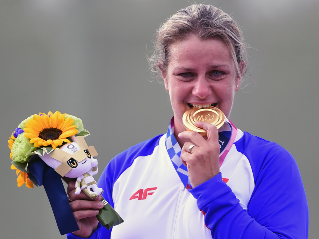 Japonsko OH2020 Strelectvo trap Rehák Štefečeková finále zl