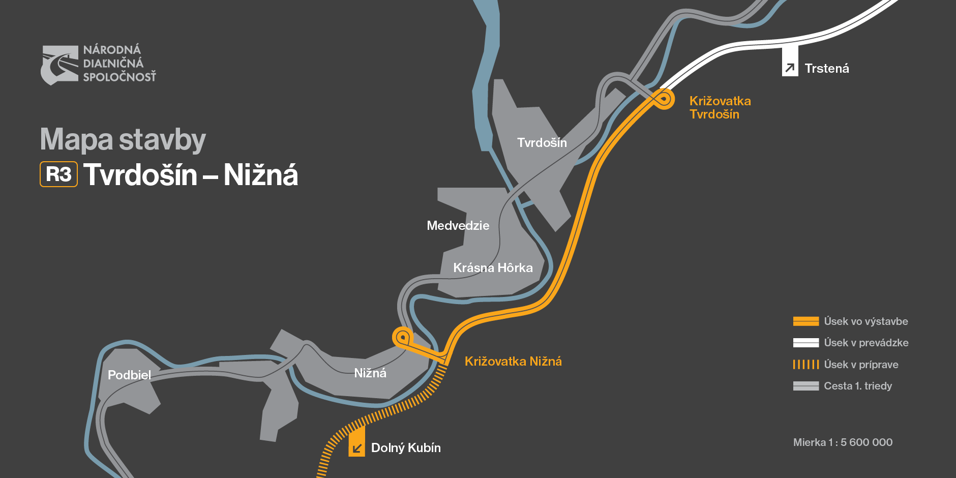 Obchvat Tvrdošína - mapa.