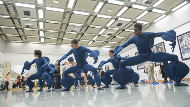 Petrolejovo modré kostýmy Martina Hrču v choreografii Ikaros majú pripomínať more.