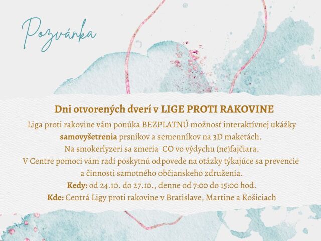 Dni otvorených dverí v Lige proti rakovine.