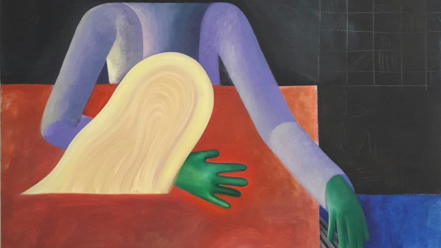 Silvia Krivošíková: Prázdna peňaženka (2018, olej na plátne, 115 x 100)