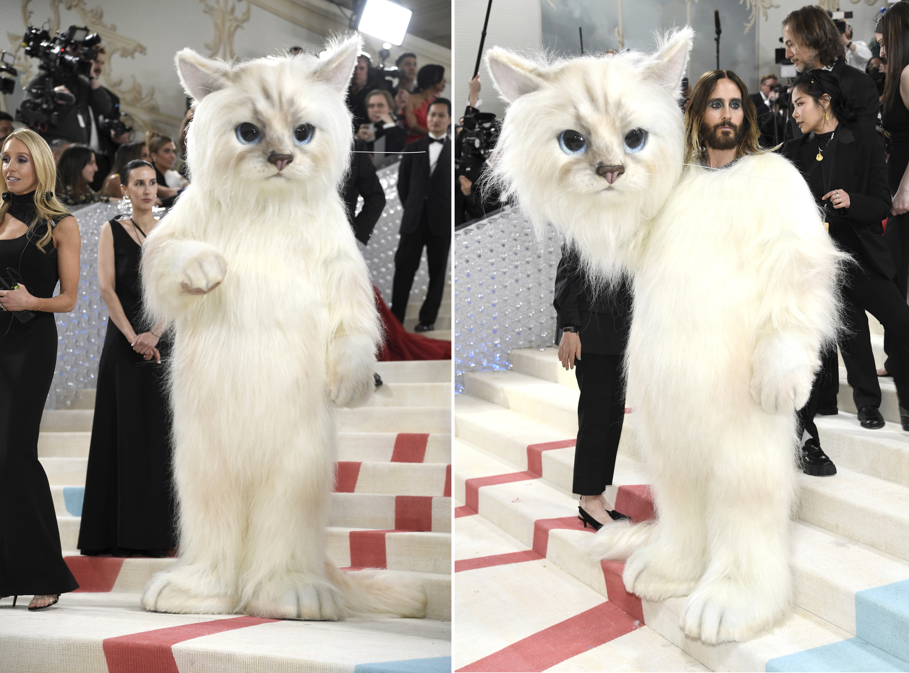 Herec Jared Leto prišiel oblečený ako mačka Choupette, milovaná mačka Karla Lagerfelda.
