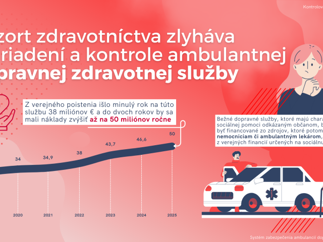 Kontrolóri popísali významné rizika spojené s nedodržiavaním zákonných pravidiel, ako je určenie minimálnej siete poskytovateľov dopravnej zdravotnej služby a dodnes nie sú zadefinované indikátory kvality, na základe ktorých je možné celý systém vyhodnocovať a následne meniť v prospech pacienta.