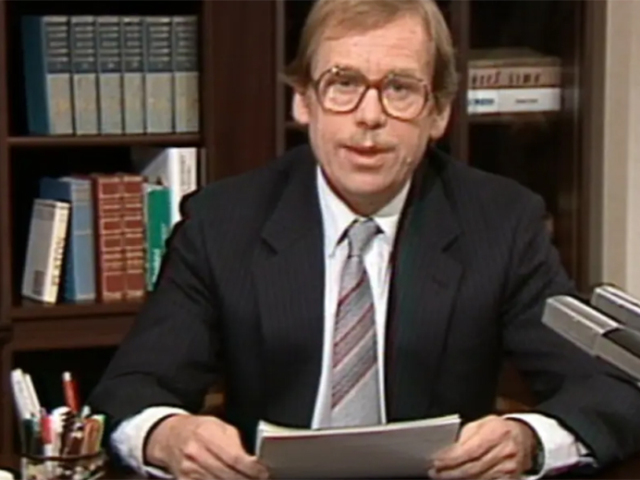Václav Havel počas novoročného prejavu.