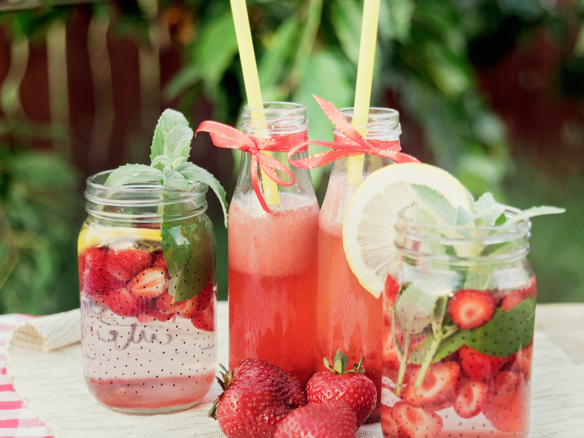 jahoda, limonáda, nápoj, letný drink, jahody